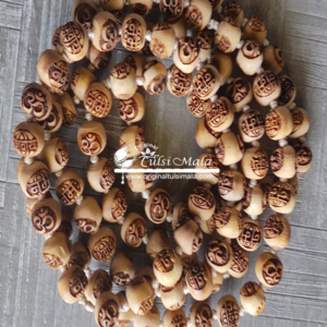 Om Namah Shivay 108 + 1 Guru Beads Original Tulsi Japa Mala - 12 mm