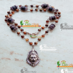 Sterling Silver Narasimha Pendant With Heavy Sterling Silver Capped Tulasi Beads – Classic / Trendy