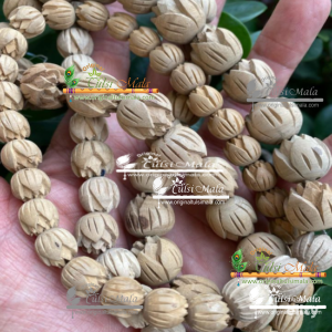 Lotus Shaped Shyama Tulsi Beads Japa Mala - 14 mm