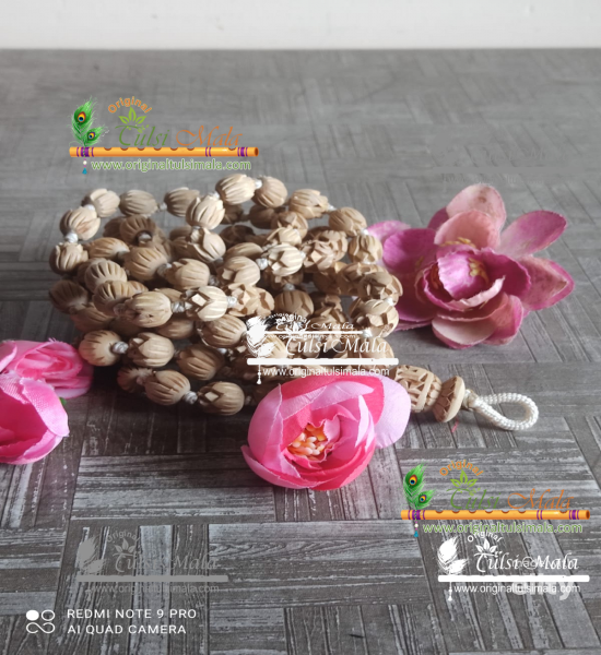 Lotus Shaped Shyama Tulsi Beads Japa Mala - 14 mm