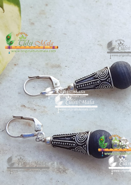 Pure SIlver Shyma Black Tulsi Earrings- Antique Design