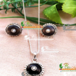 Silver Chain Tulsi Pendant with Tulsi Earrings Set