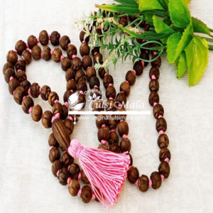 Lotus Shyama Tulsi Beads Knotted Japa Mala 108 + 1 Guru Bud Bead - Increasing Decreasing