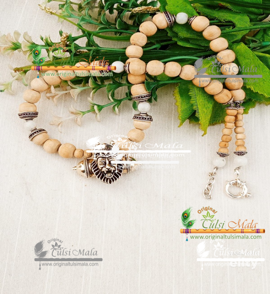 Sterling Silver Divine Narasimha Kavacha With Holy Tulsi Beads