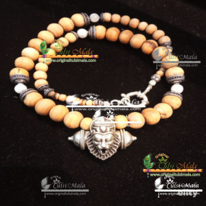 Sterling Silver Divine Narasimha Kavacha With Holy Tulsi Beads