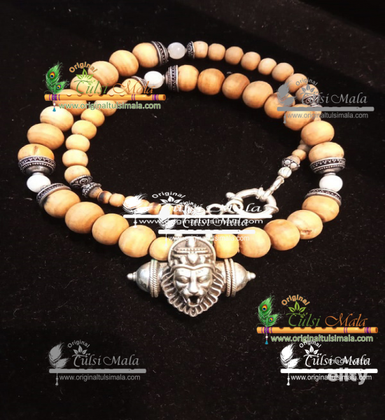 Sterling Silver Divine Narasimha Kavacha With Holy Tulsi Beads