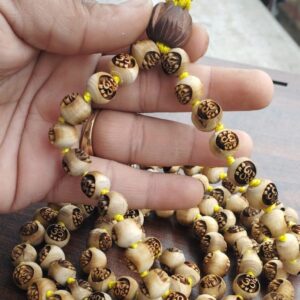 Om Carved 108 Beads Original Tulsi Japa  Mala