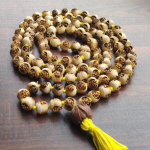 Om Carved 108 Beads Original Tulsi Japa Mala