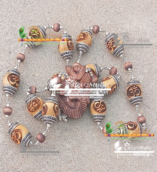 Om Tulsi Locket with Silver Tulsi Mala