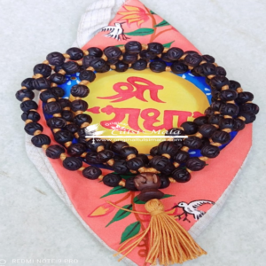 Iskcon Shri Radha Carved Tulsi Japa Mala With Bead Bag - Premium