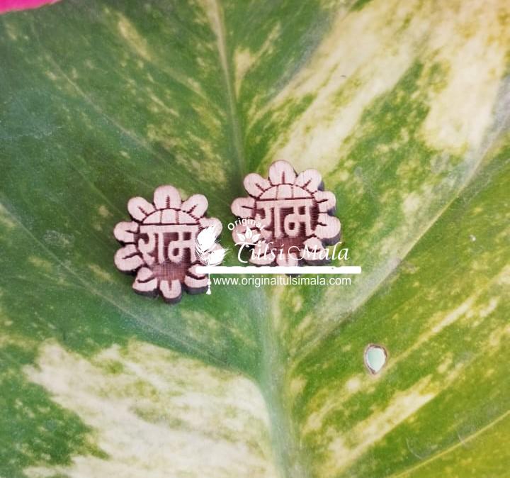 Elegant Tulsi earrings engraved with "Mare Shyam Shyam Naam," perfect for devotion and daily wear. Available at Shrikrishnastore.com.