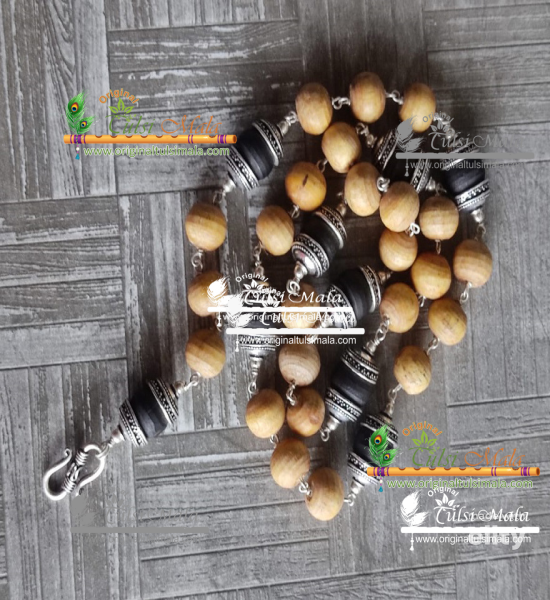 Sterling Silver Caped Original Tulsi Beads Mala