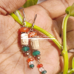 Sterling Silver And Attractive Cylindrical Shaped Pure Tulsi Earrings
