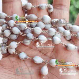 100% Natural Vaijanti Seeds Mala in 108+1 Beads with Silver Capping for Wear and Chanting