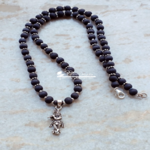 Black Tulsi Beads Krishna Ji Mala with Silver Cap