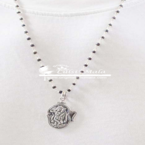 Shri Radha Krishna Silver Pendant Necklace Mala