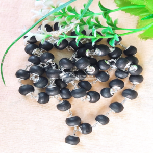 Black Tulsi Mala in Pure Silver Caps - 8 mm