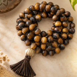 Tulsi Jap Mala 108 Beads With a Guru Bead and Pink Tassel - 14 mm Beads Size