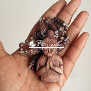 Pawan Putra Hanuman Baba Tulsi Locket with Silver Tulsi Mala