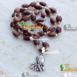 Silver Capped Shyma Tulsi Radha Carved Kanthi Mala With Sterling Silver Krishna Locket - Classic / Radha lovers