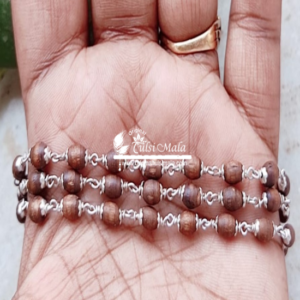 Tiny Mridang Tulsi Beads Silver Kanthi Mala