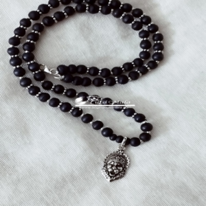 Narsingh Bhagwan Silver Locket With Silver Cap Tulsi Beads Mala