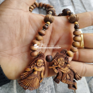 Beautiful Design Radha Sang Krishna Jodi Tulsi Silver Locket Mala