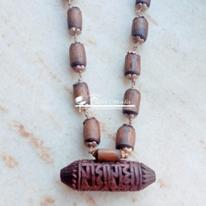 Handmade Radha Written Silver Flower Cap Tulsi Mala