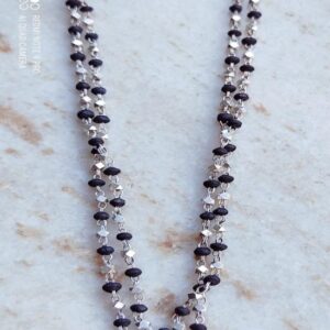 Silver Black Tulsi Twisted Kanthi Mala