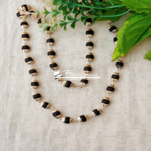 Sterling Silver Beautifully Designed Natural Black Tulsi Mala