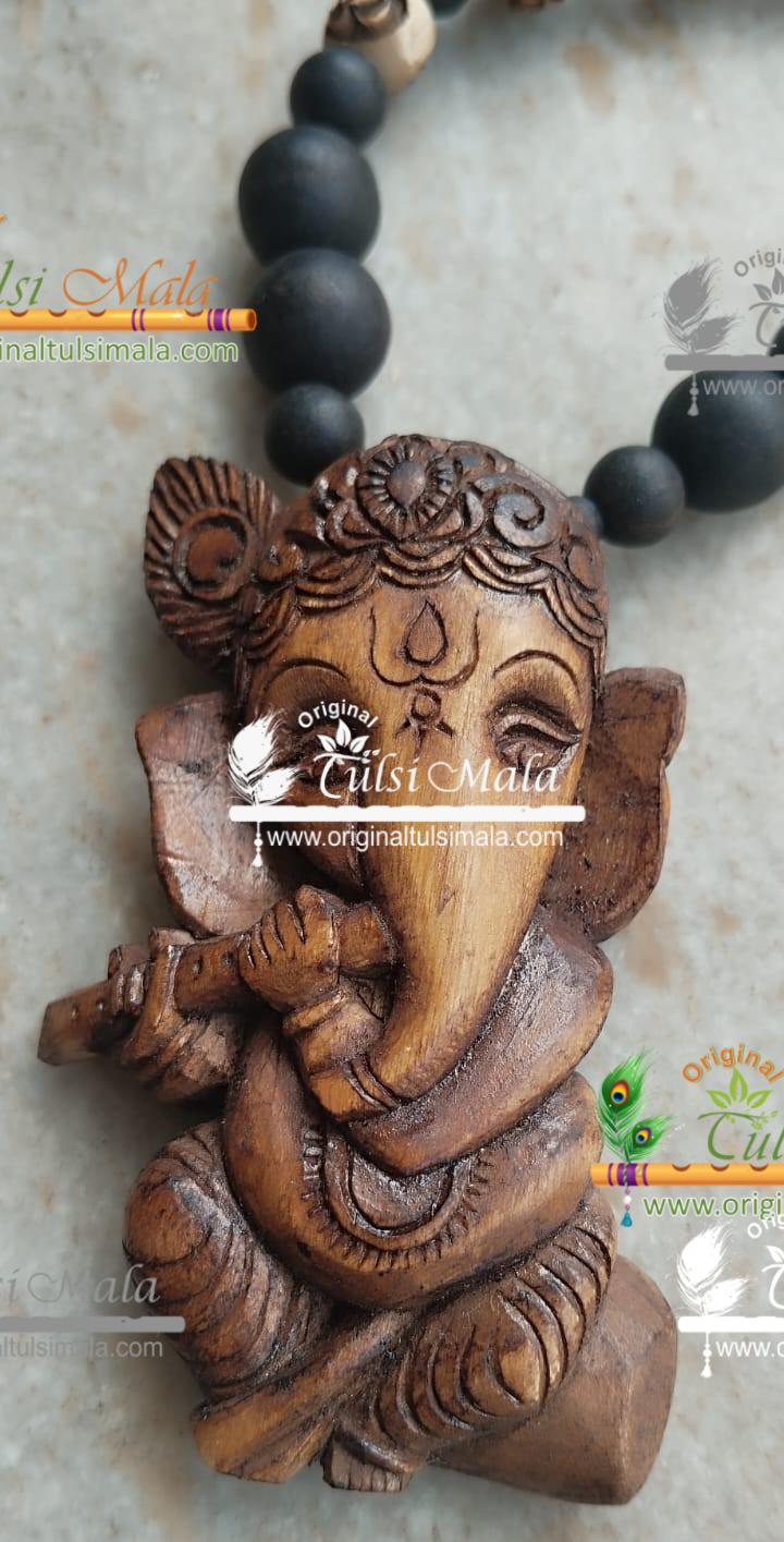 Ganpati ji tulsi locket mala in Black tulasi beads