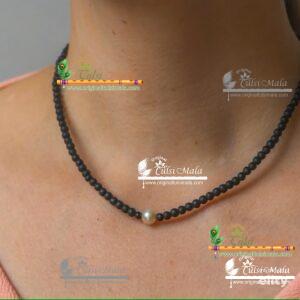 Handmade Original Tulsi Shyma Black Beads And Pearl Kanthi Mala  Necklace