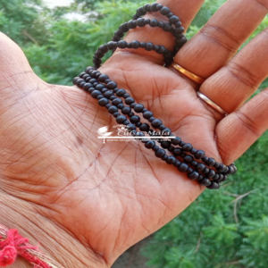 Three Round Tulsi Beads Natural Black Tulsi Kanthi Mala