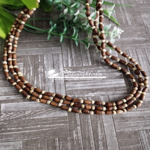 Three Round Kanthi Mala With Tiny Tulsi Beads