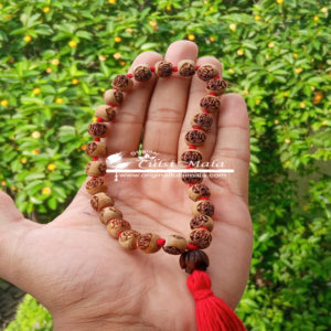 Krishna Name 27 Beads + 1 Guru Beads Tulsi Japa Mala with red tassel