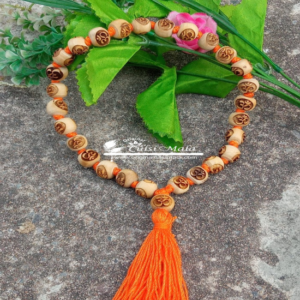Om Carved 27 Beads + 1 Guru Bead Tulsi Japa Mala