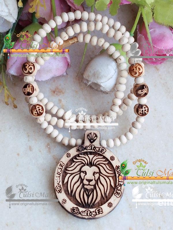 Shri Narasimha Dev Pure Tulsi Locket Mala with Om Shri Hari Beads– Premium