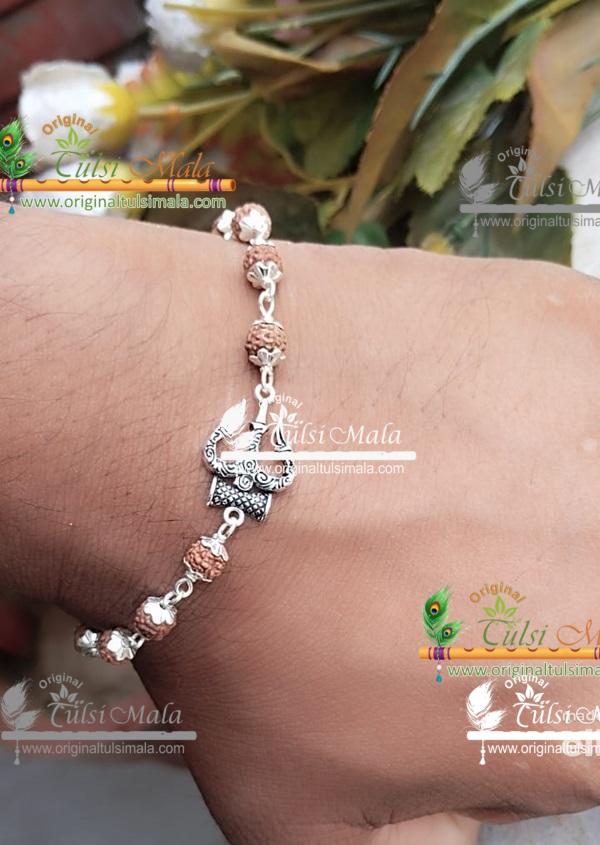 Rudraksha Silver Shiva Trishul Bracelet