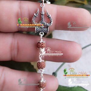 Rudraksha Silver Shiva Trishul Bracelet