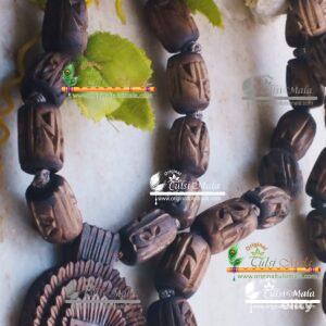 Radha Carved Tulsi Locket Traditional Design Mala