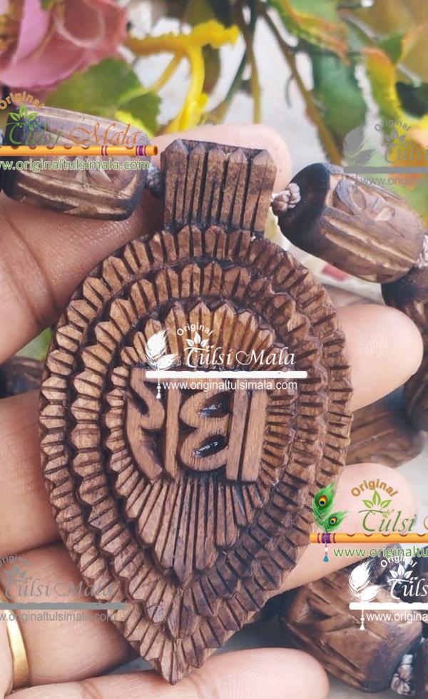 Radha Carved Tulsi Locket Traditional Design Mala