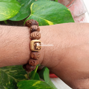 Radhey Naam Carved Beads With Radha Written Tulsi Beads Bracelet