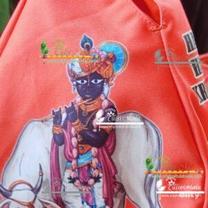 Banke Bihari Ji With Cow Design Japa Jholi Bead Bag