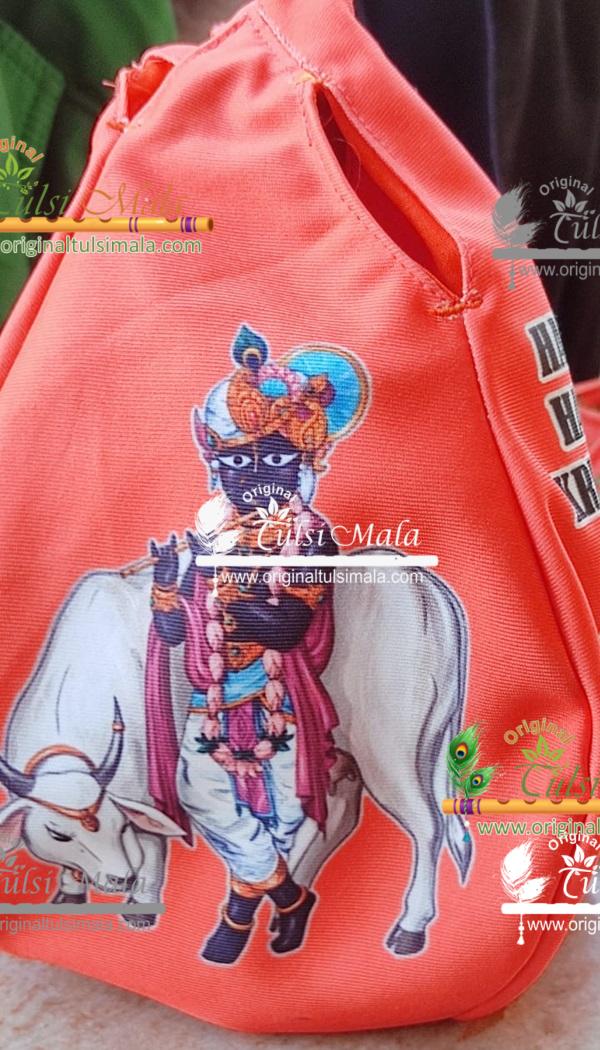 Banke Bihari Ji With Cow Design Japa Jholi Bead Bag