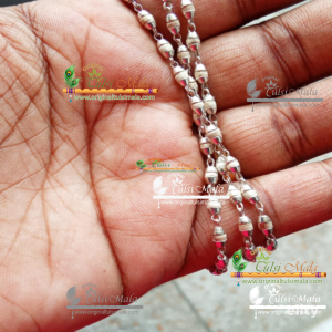 Sterling silver and natural tulasi basil rosary beads chain