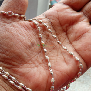 Sterling silver and natural tulasi basil rosary beads chain