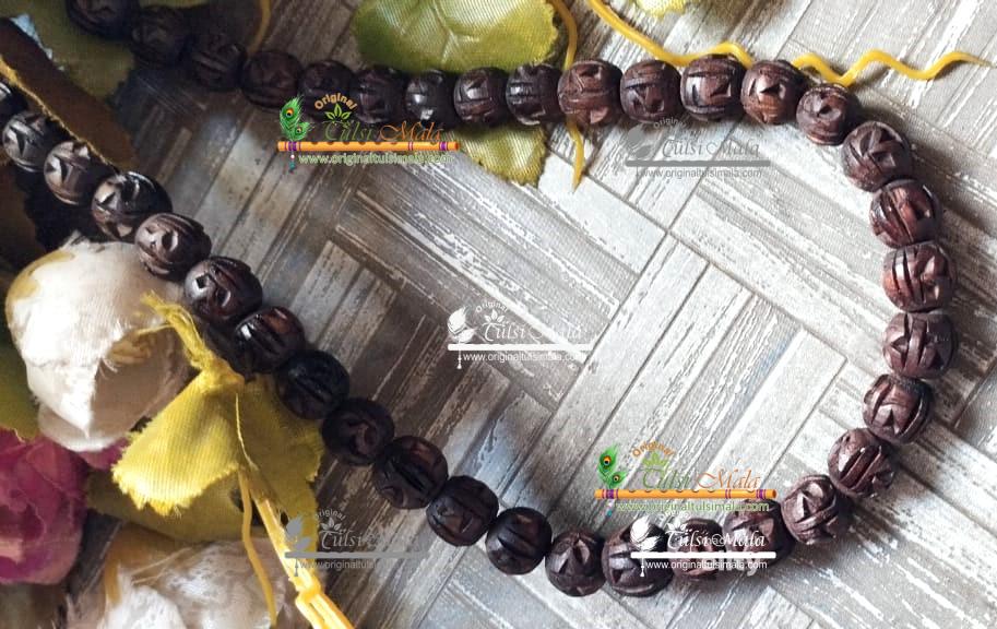 Radha Carved Round Beads Tulsi Kanthi Mala