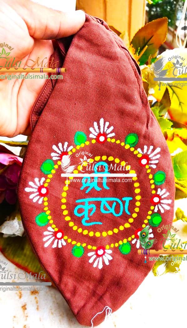 Hand Painted Krishna Gomukhi / Japa Mala Bag / Jholi / Chanting Bag