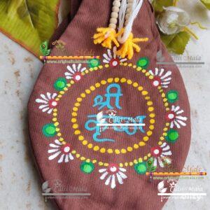 Hand Painted Krishna Gomukhi / Japa Mala Bag / Jholi / Chanting Bag