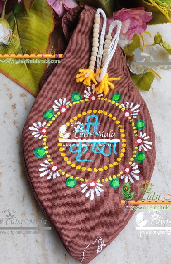 Hand Painted Krishna Gomukhi / Japa Mala Bag / Jholi / Chanting Bag